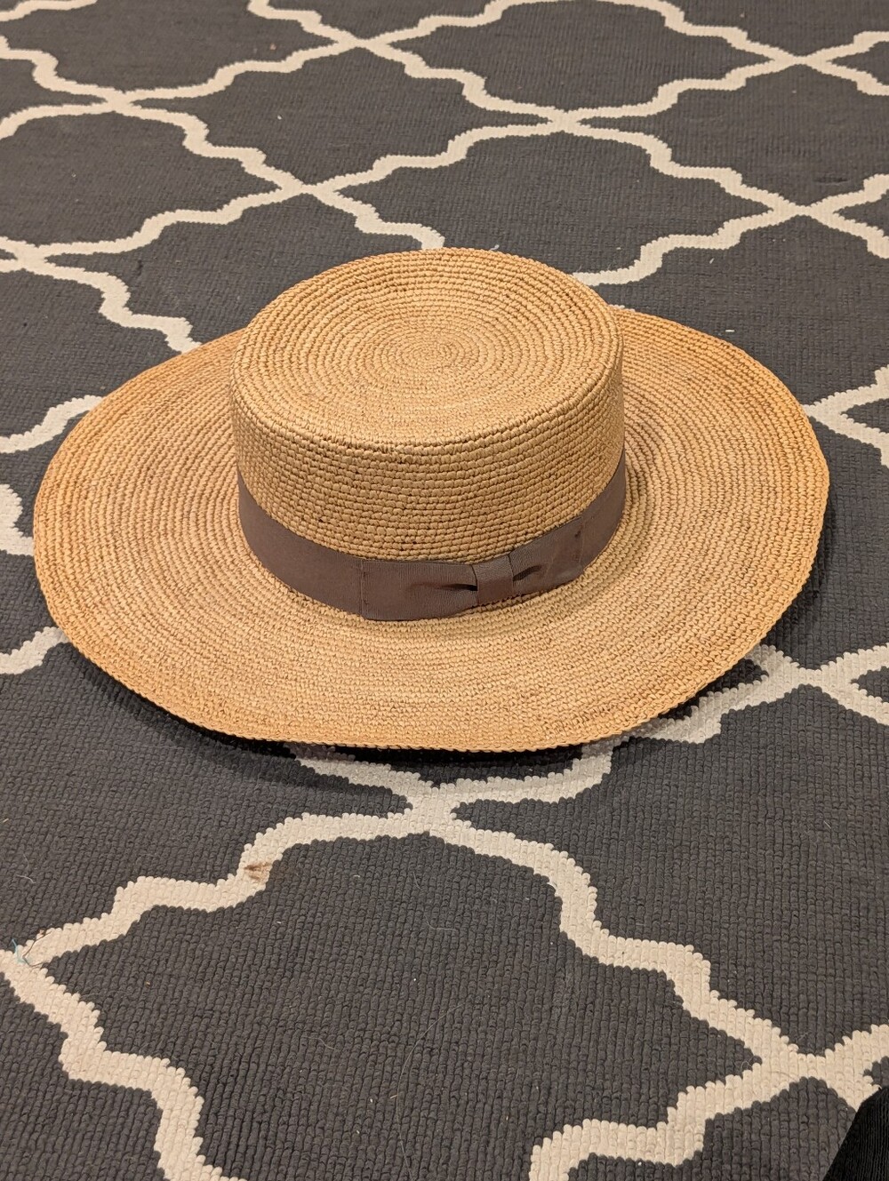 NWT Elegancia Tropical Genuine Panama Boater Hat Wide Brim Straw Resort Sun M